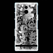 Coque Sony Xperia P graffiti seamless background en noir et blanc