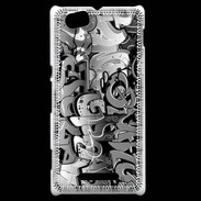 Coque Sony Xperia M graffiti seamless background en noir et blanc