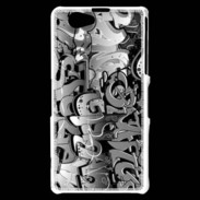 Coque Sony Xperia Z1 Compact graffiti seamless background en noir et blanc