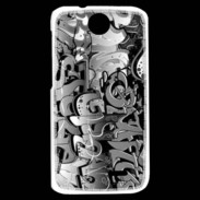 Coque HTC Desire 310 graffiti seamless background en noir et blanc