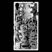 Coque Sony Xperia T3 graffiti seamless background en noir et blanc