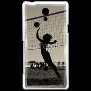 Coque Sony Xperia T Beach Volley en noir et blanc 115