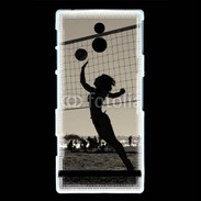 Coque Sony Xperia P Beach Volley en noir et blanc 115