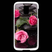 Coque Samsung Galaxy S5 Mini Rose et Galet Zen