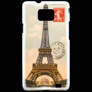 Coque Samsung Galaxy S2 Vintage Tour Eiffel carte postale