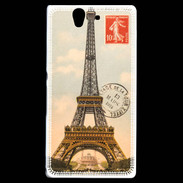 Coque Sony Xperia Z Vintage Tour Eiffel carte postale