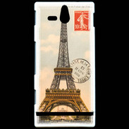 Coque Sony Xperia U Vintage Tour Eiffel carte postale