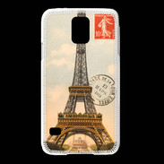Coque Samsung Galaxy S5 Vintage Tour Eiffel carte postale