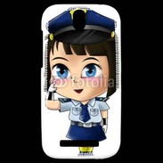 Coque HTC One SV Cute cartoon illustration of a policewoman