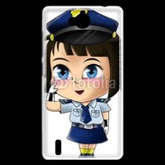 Coque Huawei Ascend G740 Cute cartoon illustration of a policewoman