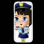 Coque HTC One Mini 2 Cute cartoon illustration of a policewoman