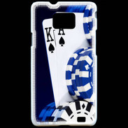 Coque Samsung Galaxy S2 Poker bleu et noir