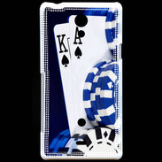 Coque Sony Xperia T Poker bleu et noir