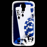 Coque Samsung Galaxy S4 Poker bleu et noir