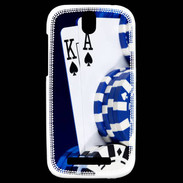 Coque HTC One SV Poker bleu et noir