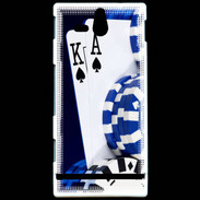 Coque Sony Xperia U Poker bleu et noir
