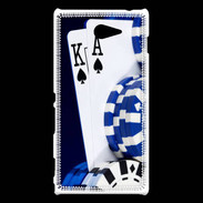 Coque Sony Xperia M2 Poker bleu et noir