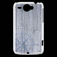 Coque HTC Wildfire G8 Rose des vents sur fond bois 500