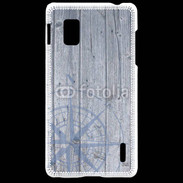 Coque LG Optimus G Rose des vents sur fond bois 500