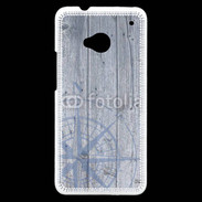 Coque HTC One Rose des vents sur fond bois 500