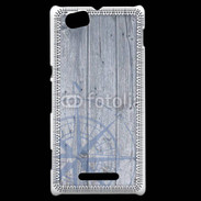 Coque Sony Xperia M Rose des vents sur fond bois 500
