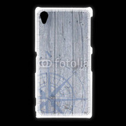 Coque Sony Xpéria Z1 Rose des vents sur fond bois 500