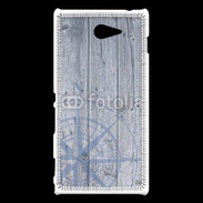 Coque Sony Xperia M2 Rose des vents sur fond bois 500