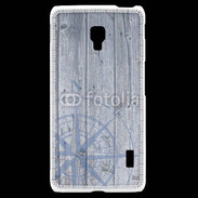 Coque LG F6 Rose des vents sur fond bois 500