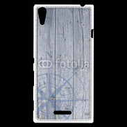 Coque Sony Xperia T3 Rose des vents sur fond bois 500