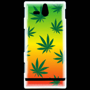 Coque Sony Xperia U Fond Rasta Cannabis