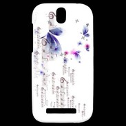 Coque HTC One SV Papillons et notes de musique