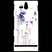 Coque Sony Xperia U Papillons et notes de musique