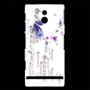 Coque Sony Xperia P Papillons et notes de musique