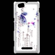 Coque Sony Xperia M Papillons et notes de musique