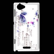 Coque Sony Xperia L Papillons et notes de musique