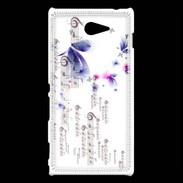 Coque Sony Xperia M2 Papillons et notes de musique