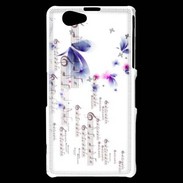 Coque Sony Xperia Z1 Compact Papillons et notes de musique