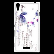 Coque Sony Xperia T3 Papillons et notes de musique