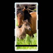 Coque Sony Xperia P Cheval et poulain