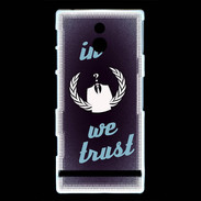 Coque Sony Xperia P In anonymous We trust bleu ZG