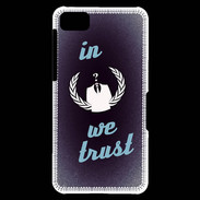 Coque Blackberry Z10 In anonymous We trust bleu ZG