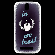 Coque HTC One SV In anonymous We trust bleu ZG