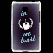 Coque LG Optimus L3 II In anonymous We trust bleu ZG