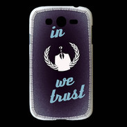 Coque Samsung Galaxy Grand In anonymous We trust bleu ZG