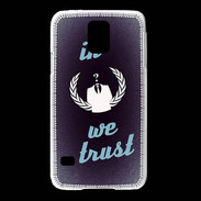 Coque Samsung Galaxy S5 In anonymous We trust bleu ZG