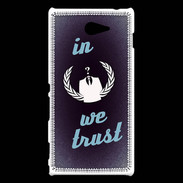 Coque Sony Xperia M2 In anonymous We trust bleu ZG
