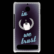 Coque Sony Xperia E1 In anonymous We trust bleu ZG