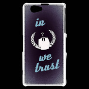 Coque Sony Xperia Z1 Compact In anonymous We trust bleu ZG