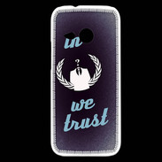 Coque HTC One Mini 2 In anonymous We trust bleu ZG