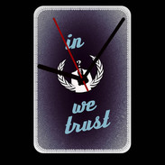 Grande pendule murale In anonymous We trust bleu ZG